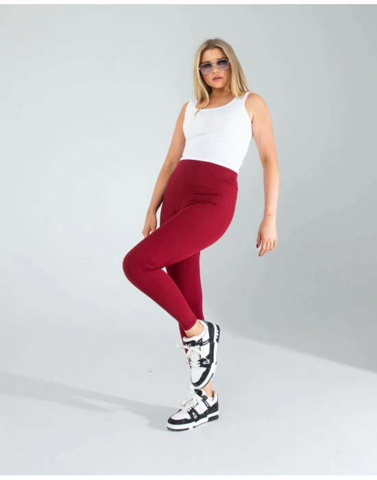 Bordo Fitilli Push Up Toparlayıcı Spor Tayt