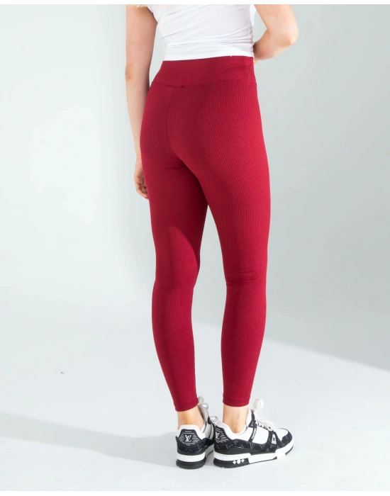 Bordo Fitilli Push Up Toparlayıcı Spor Tayt