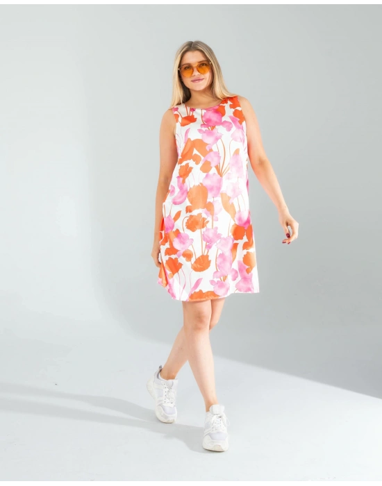 Çiçek Desen Saten Elbise