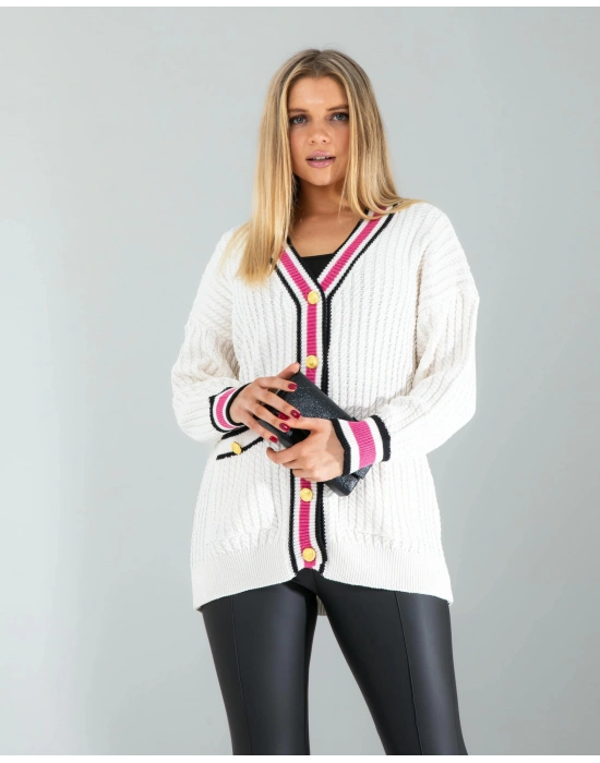 Çizgi Detay Triko Hırka