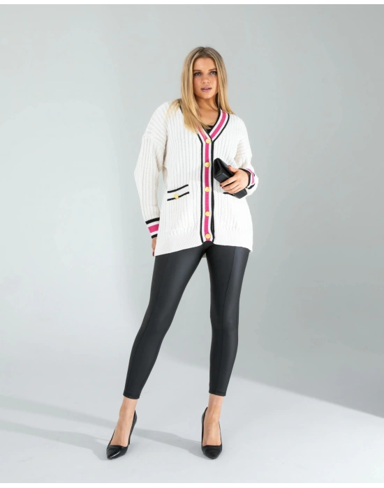 Çizgi Detay Triko Hırka