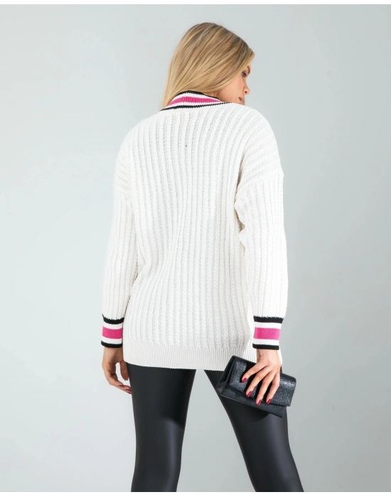 Çizgi Detay Triko Hırka