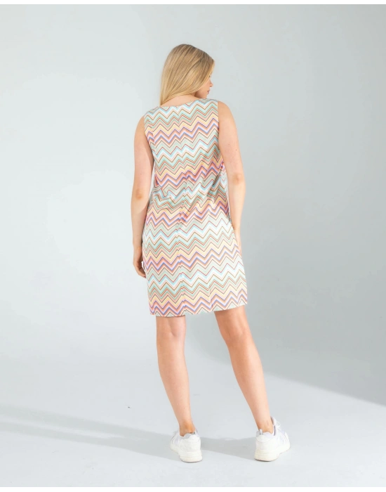 Geometrik Desen Saten Elbise