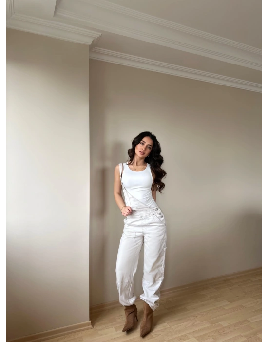 Halter Yaka Beyaz Bodysuit