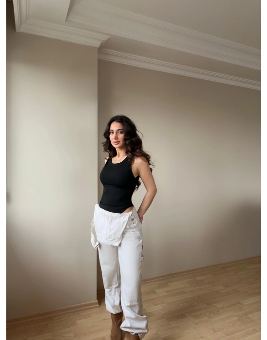 Halter Yaka Siyah Bodysuit