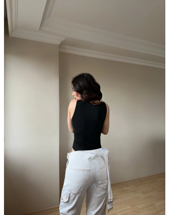 Halter Yaka Siyah Bodysuit