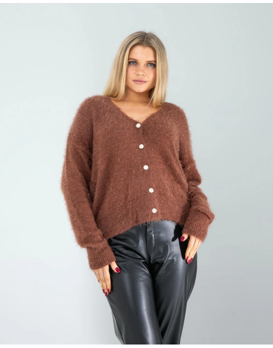 Kahve Sakal Triko Hırka