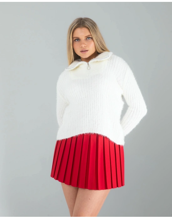 Kırmızı Pilseli Etek