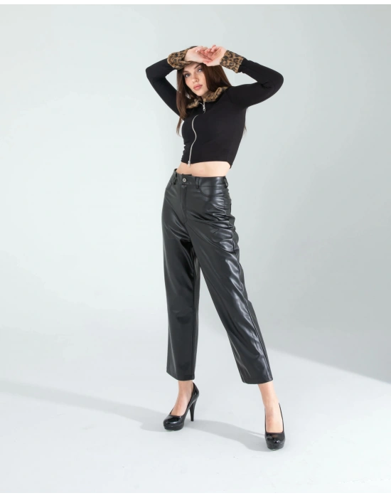 Kürk Detay Fermuarlı Crop