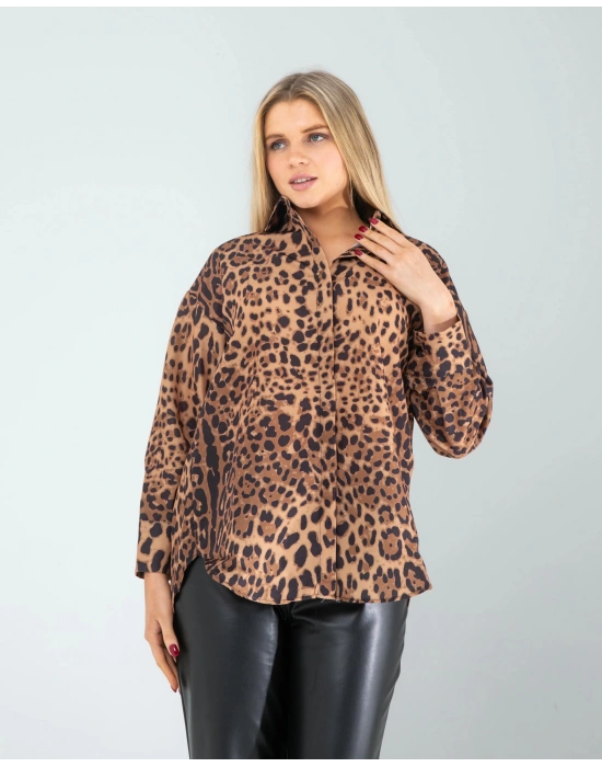 Leopar Desen Gömlek