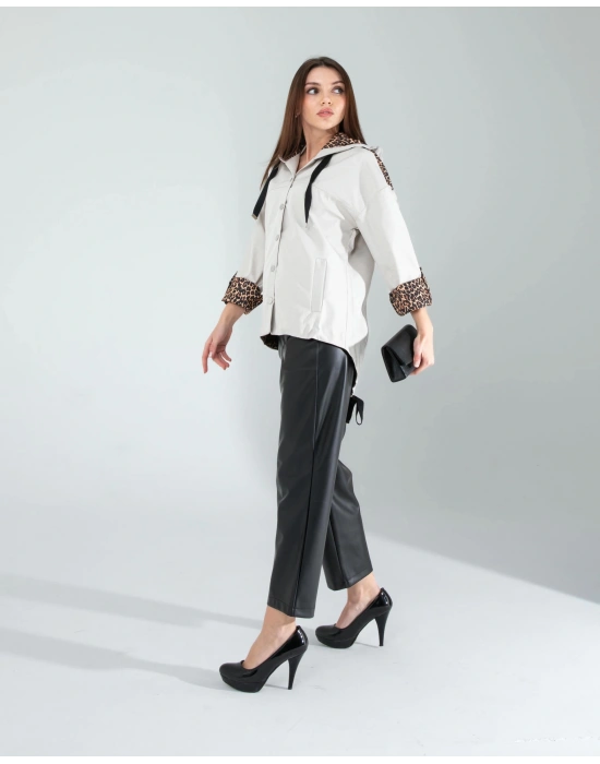 Leopar Detaylı Ceket