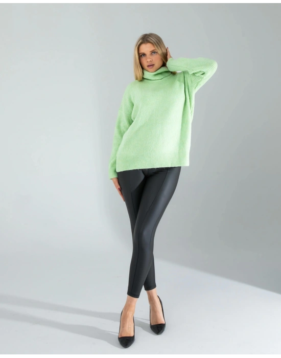 Mint Balıkçı Yaka Salaş Triko Kazak