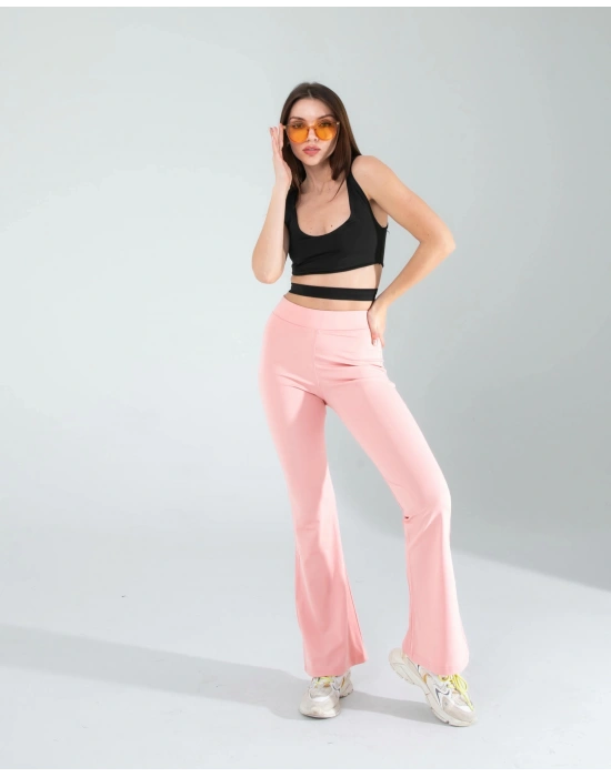 Pembe İspanyol Paça Tayt