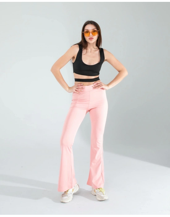 Pembe İspanyol Paça Tayt