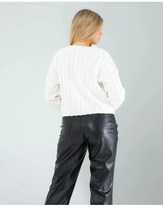 Portakal Desen Triko Kazak