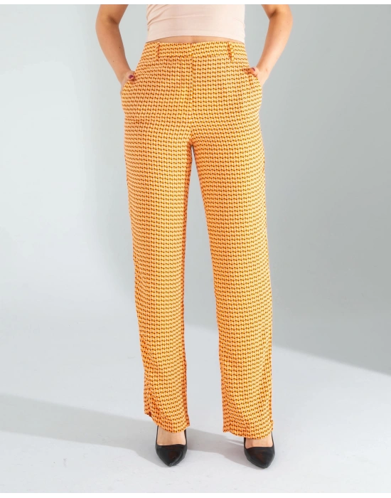 Retro Desen Cepli Turuncu Pantolon
