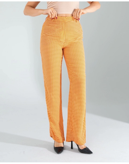 Retro Desen Cepli Turuncu Pantolon