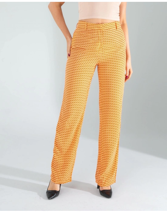 Retro Desen Cepli Turuncu Pantolon