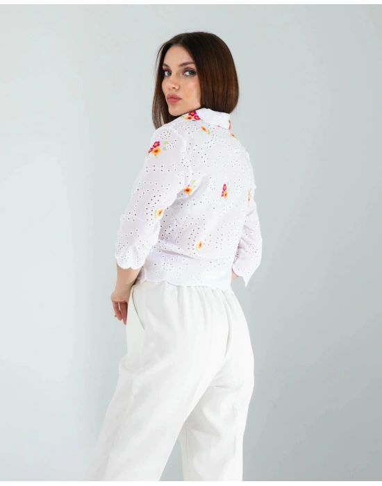 Sarı Nakışlı Fisto Gömlek