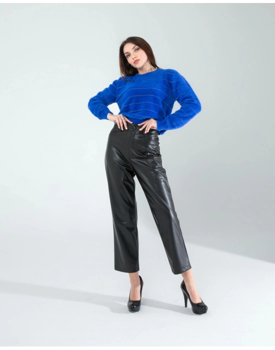 Sim Şeritli Saks Triko