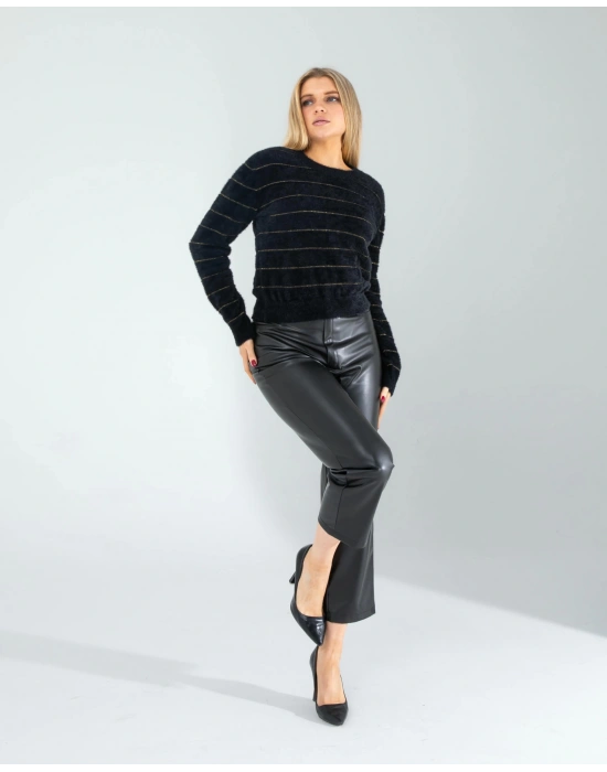 Sim Şeritli Siyah Triko