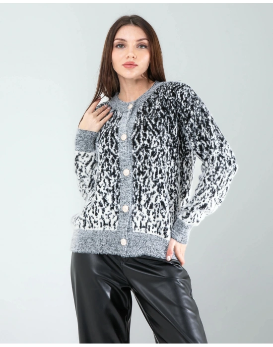 Siyah Kar Tanesi Triko Hırka