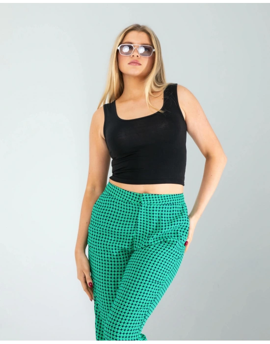 Siyah Kare Yaka Basic Bluz