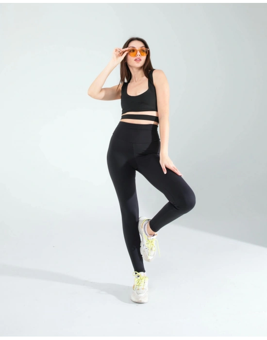 Siyah Önü Kurdeleli Askılı Dalgıç Crop