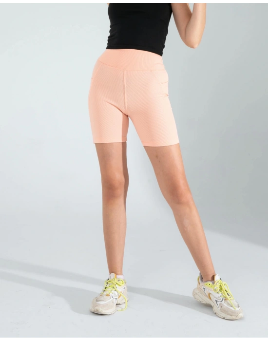 Somon Fitilli Push Up Toparlayıcı Biker Spor Tayt