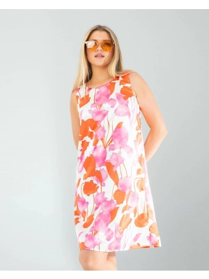 Çiçek Desen Saten Elbise