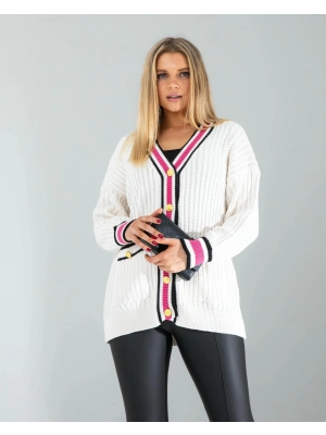 Çizgi Detay Triko Hırka