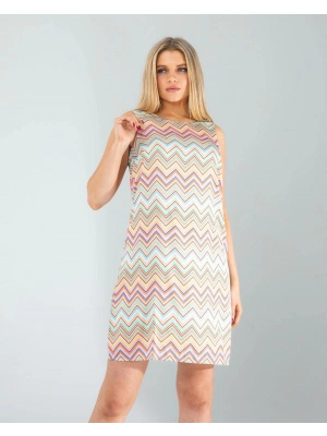 Geometrik Desen Saten Elbise