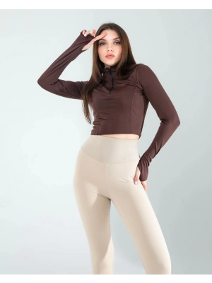 Kahve Renkli Parmak Geçmeli Spor Body