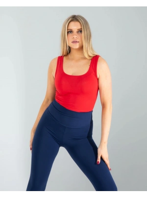 Kırmızı Kare Yaka Basic Bluz