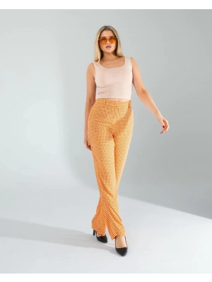 Retro Desen Cepli Turuncu Pantolon