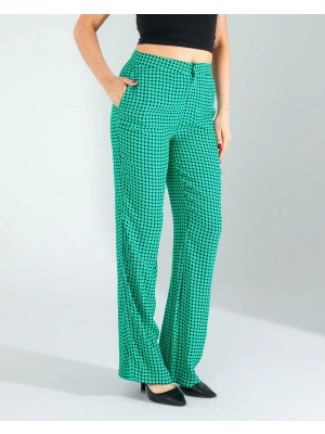 Retro Desen Cepli Yeşil Pantolon