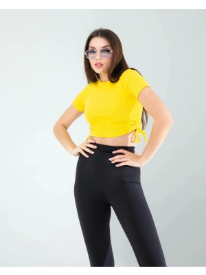 Sarı Yandan Büzgülü Crop