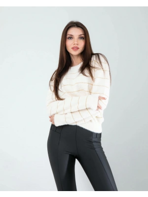 Sim Şeritli Beyaz Triko