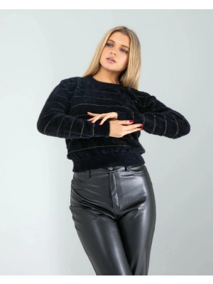 Sim Şeritli Siyah Triko