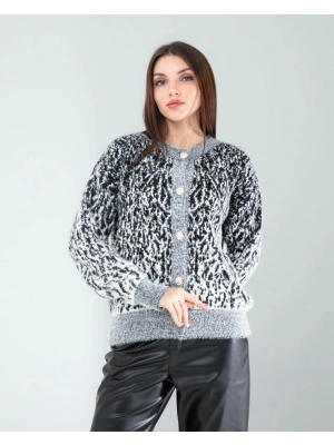 Siyah Kar Tanesi Triko Hırka