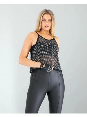 Taşlı Transparan Crop