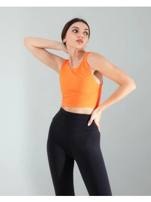 Turuncu Kalın Askılı Scuba Kumaş Crop