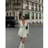 Beyaz Volanlı Sırtı Dekolteli Şortlu Mini Elbise