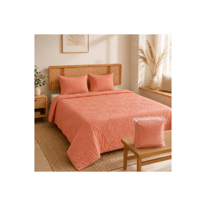 Petalya Somon Kapitoneli Pike Takımı Tek Kişilik 180x235 1 Adet Yastık Alezi