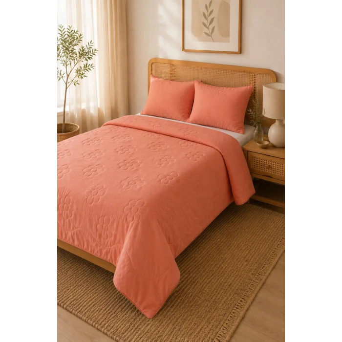 Flora Somon Kapitoneli Pike Takımı Tek Kişilik 180x235 1 Adet Yastık Alezi