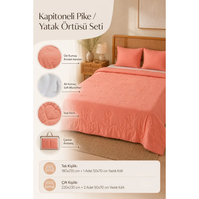Bloomy Somon Kapitoneli Pike Takımı Tek Kişilik 180x235