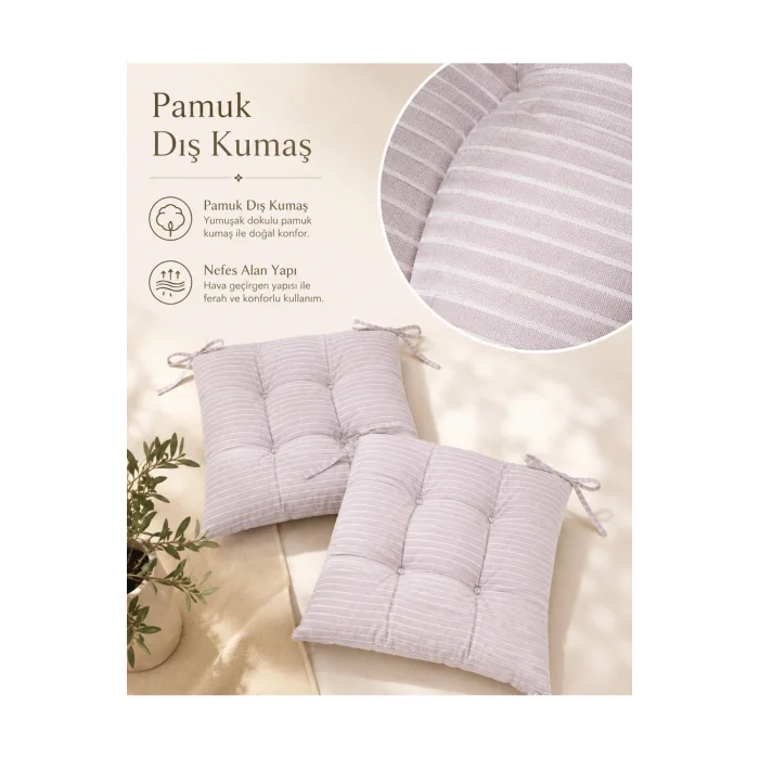 Pastello 4lü Sandalye Minderi 40x40 Bağcıklı Pofidik Silikon Dolgulu Yıkanabilir Bahçe Balkon