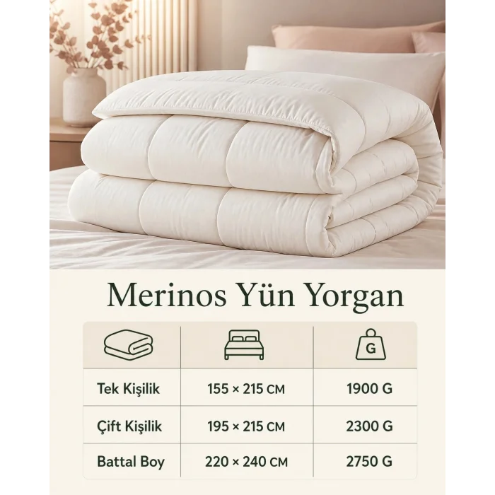 Merinos Yün Yorgan