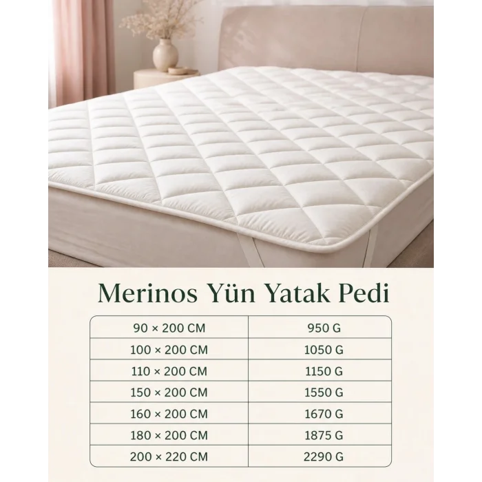 Merinos Yün Yatak Pedi