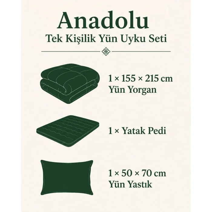 Anadolu Tek Kişilik Yün Uyku Seti